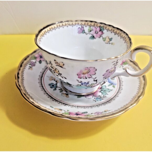 Crown Staffordshire Hand Painted Tea Cup & Saucer Set Patt.# 15308 1930's - Picture 1 of 11